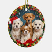 かわいい子犬のクリスマスオーナメント セラミックオーナメント (左)