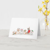 かわいい子犬のクリスマスカード カード (黄色い花)