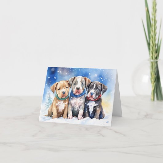 かわいい子犬のクリスマスカード サンキューカード (正面)