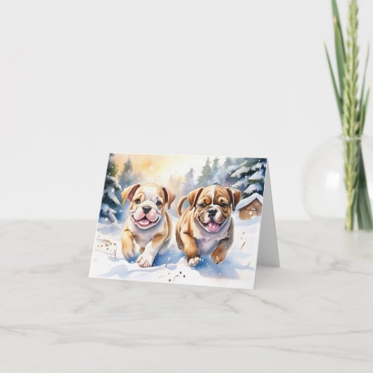 かわいい子犬のクリスマスカード サンキューカード (正面)
