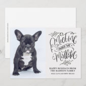 かわいい子犬のクリスマスクォート ミストルテープ シーズンカード (正面/裏面)