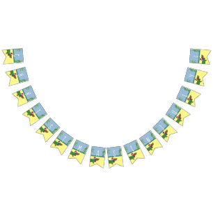 かわいい子犬のクリスマス7月 バンティングフラッグ