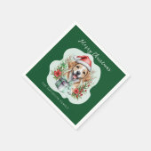 かわいい子犬のクリスマス スタンダードカクテルナプキン (角)