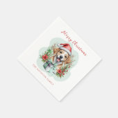 かわいい子犬のクリスマス スタンダードカクテルナプキン (角)