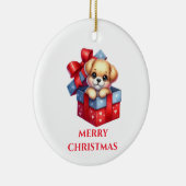 かわいい子犬のクリスマス セラミックオーナメント (右)