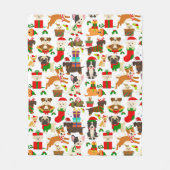 かわいい子犬のクリスマス フリースブランケット (正面)