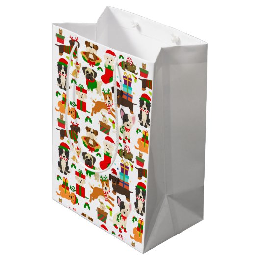 かわいい子犬のクリスマス ミディアムペーパーバッグ (裏面アングル)