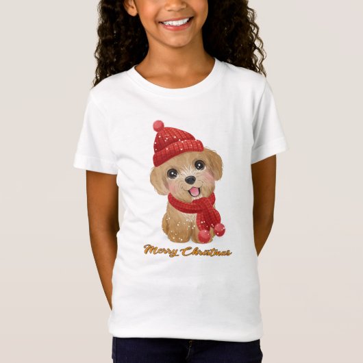 かわいい子犬のクリスマス#2 Tシャツ (正面)