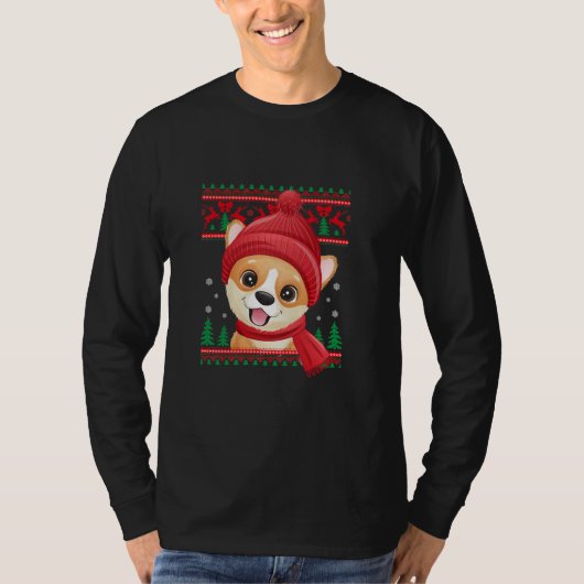 かわいい子犬のクリスマス Tシャツ (正面)