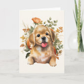 かわいい子犬のグリーティングカード、彼女へのポストカード カード (正面)