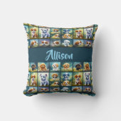 かわいい子犬のコラージュ、ベビー犬パーソナライズされた、 クッション (正面)