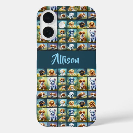 かわいい子犬のコラージュ、ベビー犬パーソナライズされた、 Case-Mate iPhoneケース (裏面)