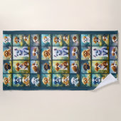 かわいい子犬のコラージュ、ベビー犬 ビーチタオル (正面)