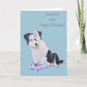 かわいい子犬のコリーrealistドッグアート誕生日カード カード