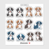 かわいい子犬のスクラップブックステーショナリーステッカー シール (シート)