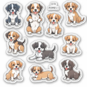 かわいい子犬のスクラップブックステーショナリーステッカー シール