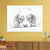 かわいい子犬のスケッチスケッチ キャンバスプリント (インサイチュ (リビング))