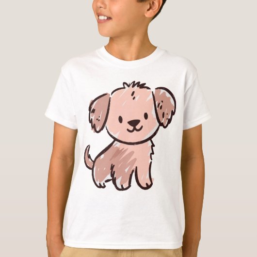 かわいい子犬のスケッチ - 愛らしい手描きのペット Tシャツ (正面)