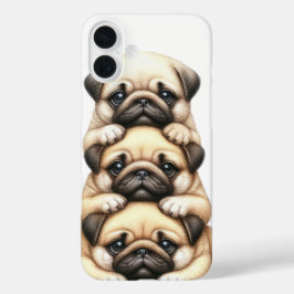 かわいい子犬のスタック iPhone 16 PLUSケース
