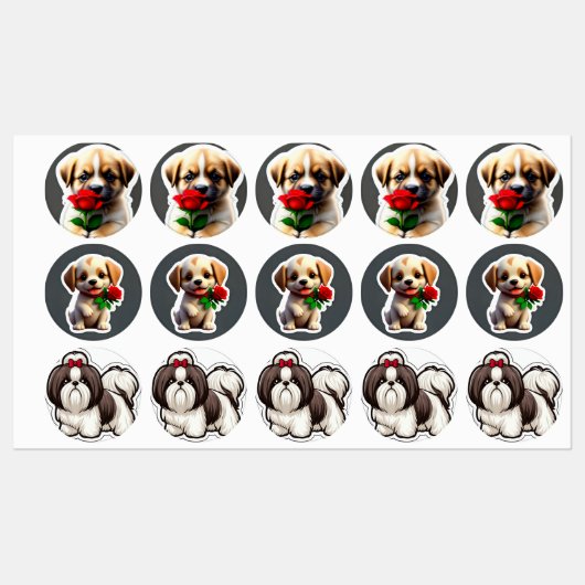 かわいい子犬のステッカーコレクション ラベル (シート)