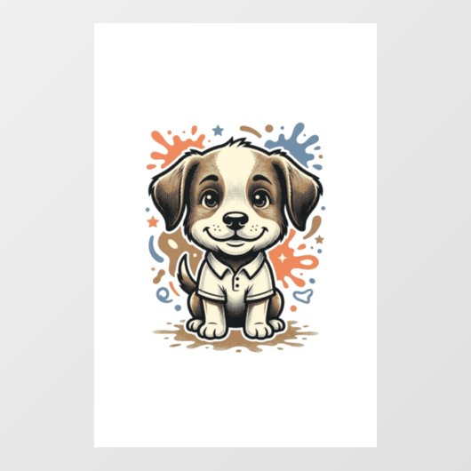 かわいい子犬のスプラッシュ彫刻ベクター デザイン_1 ウィンドウサイン (シート)