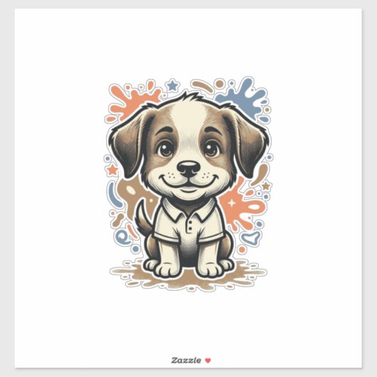 かわいい子犬のスプラッシュ彫刻ベクター デザイン_1 シール (シート)