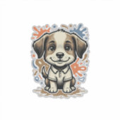 かわいい子犬のスプラッシュ彫刻ベクター デザイン_1 シール (正面)