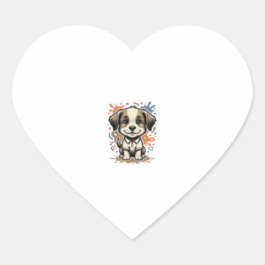 かわいい子犬のスプラッシュ彫刻ベクター デザイン_1 ハートシール (正面)