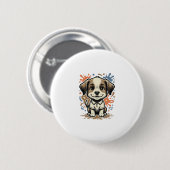 かわいい子犬のスプラッシュ彫刻ベクター デザイン_1 缶バッジ (正面&裏面)
