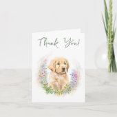 かわいい子犬のセージモダン緑のベビーシャワー サンキューカード (正面)