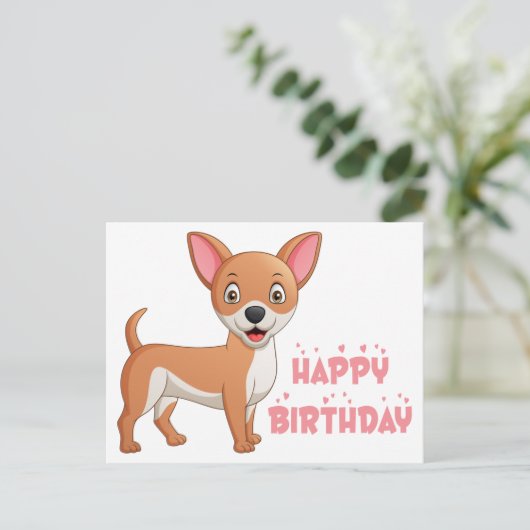 かわいい子犬のチワワ 面白い漫画 誕生日プレゼント ポストカード (スタンド正面)
