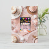 かわいい子犬のテーマ-誕生日招待状カード セーブザデート (スタンド正面)