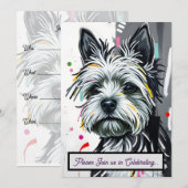 かわいい子犬のデザインの招待状　あらゆる行事に 招待状 (正面/裏面)