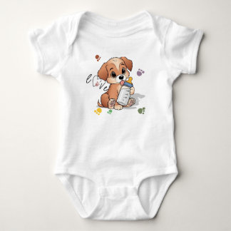 かわいい子犬のデザイン ベビーボディスーツ