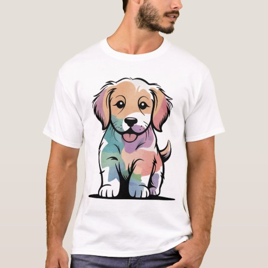 かわいい子犬のデザイン Tシャツ (正面)