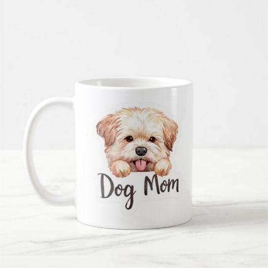 かわいい子犬のドッグママ デザイン コーヒーマグカップ (左)