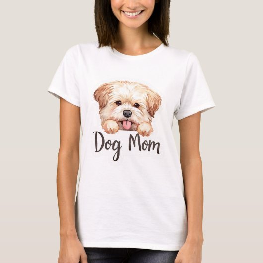 かわいい子犬のドッグママ デザイン Tシャツ (正面)