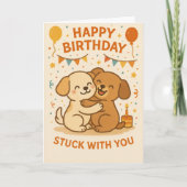 かわいい子犬のハグ誕生日カード – 愛らしい犬の友達 カード (正面)