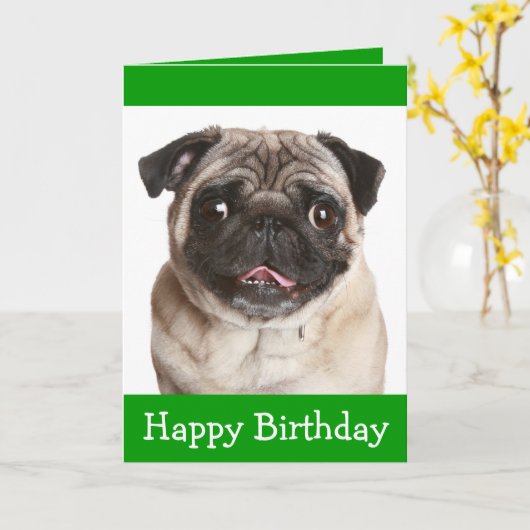 かわいい子犬のハッピーバースデーグリーティングカード カード (黄色い花)