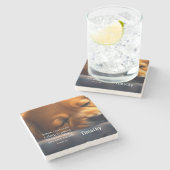 かわいい子犬のバイブル詩編4:8石コースター ストーンコースター (横)