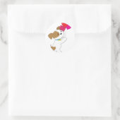 かわいい子犬のバルーン ラウンドシール (バッグ)