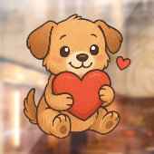 かわいい子犬のバレンタインデー ウィンドウサイン (シート2)