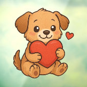かわいい子犬のバレンタインデー ウィンドウサイン (シート3)