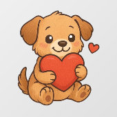 かわいい子犬のバレンタインデー ウィンドウサイン (シート)