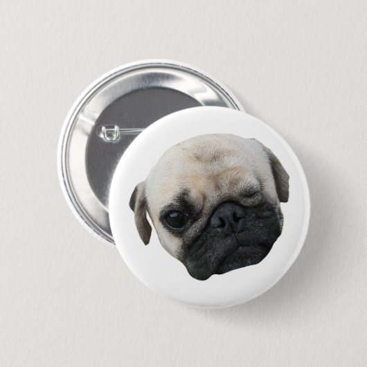 かわいい子犬のパグ犬の友人… かわいい 子犬 缶バッジ (正面&裏面)
