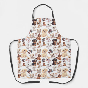 かわいい子犬のパターン エプロン