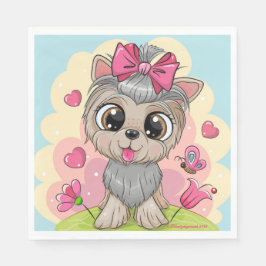 かわいい子犬のパーティーナプキンス – 50のセット – ギフト スタンダードランチョンナプキン
