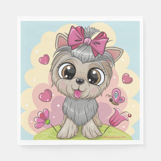 かわいい子犬のパーティーナプキンス – 50のセット – ギフト スタンダードランチョンナプキン (正面)
