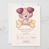 かわいい子犬のパーティー招待状 招待状 (正面)