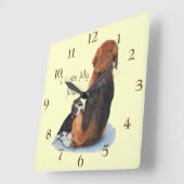 かわいい子犬のビーグルの子犬のかわいい子犬のかわいい子犬の愛犬の実物芸術 スクエア壁時計 (傾斜)